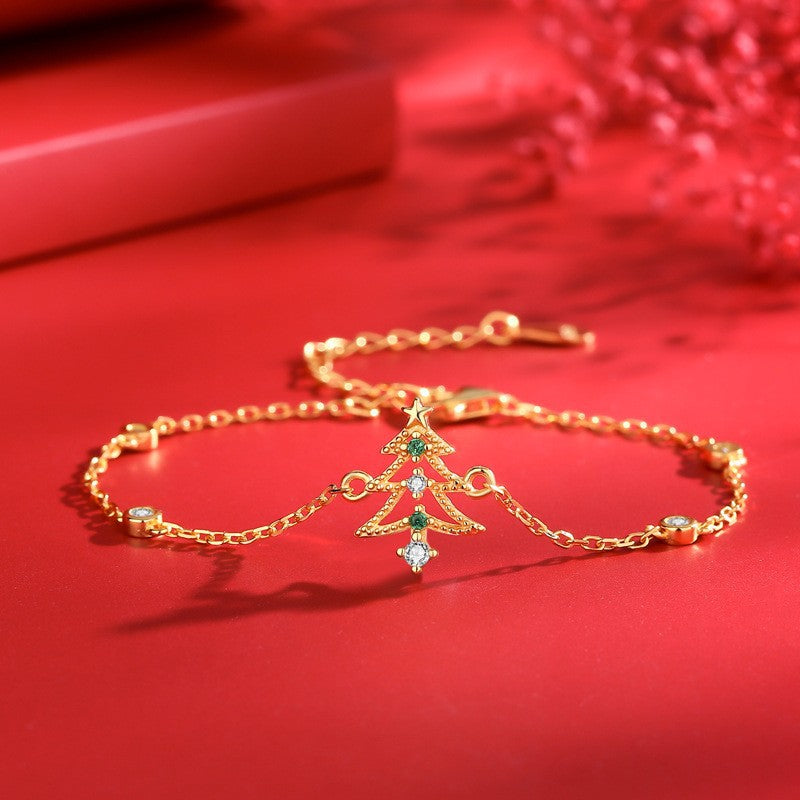 Golden Tone Sterling Silver Christmas Bracelet