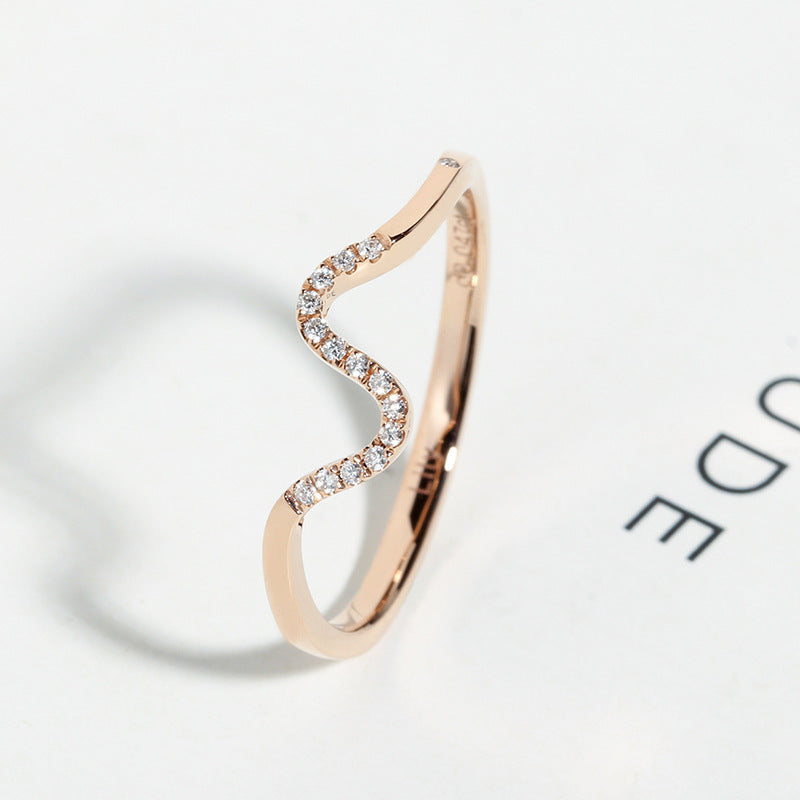 Simple Wave Design Rose Golden Tone Band