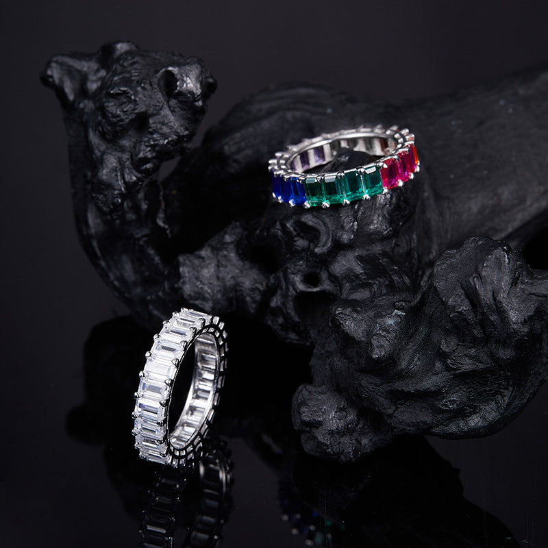 “Eternal Rainbow” Full Eternity Band in 18K Gold Plated 925 Sterling Silver