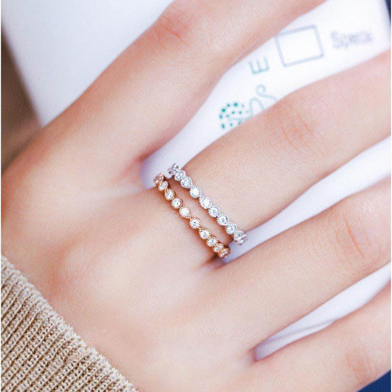 Round Cut Eternity Sterling Silver Ring Band