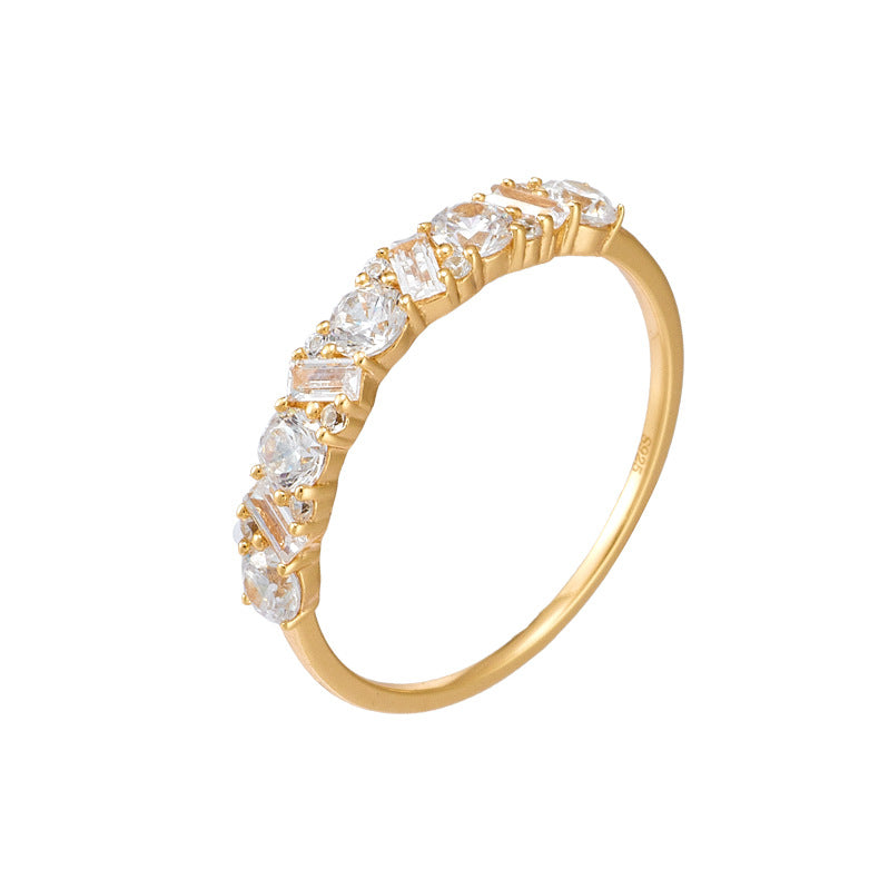 Elegant Half Eternity Sterling Silver Band