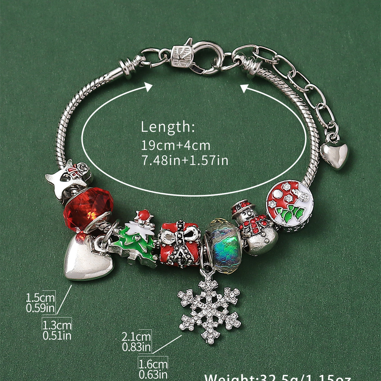 Christmas Tree Snowman Beaded Bracelet