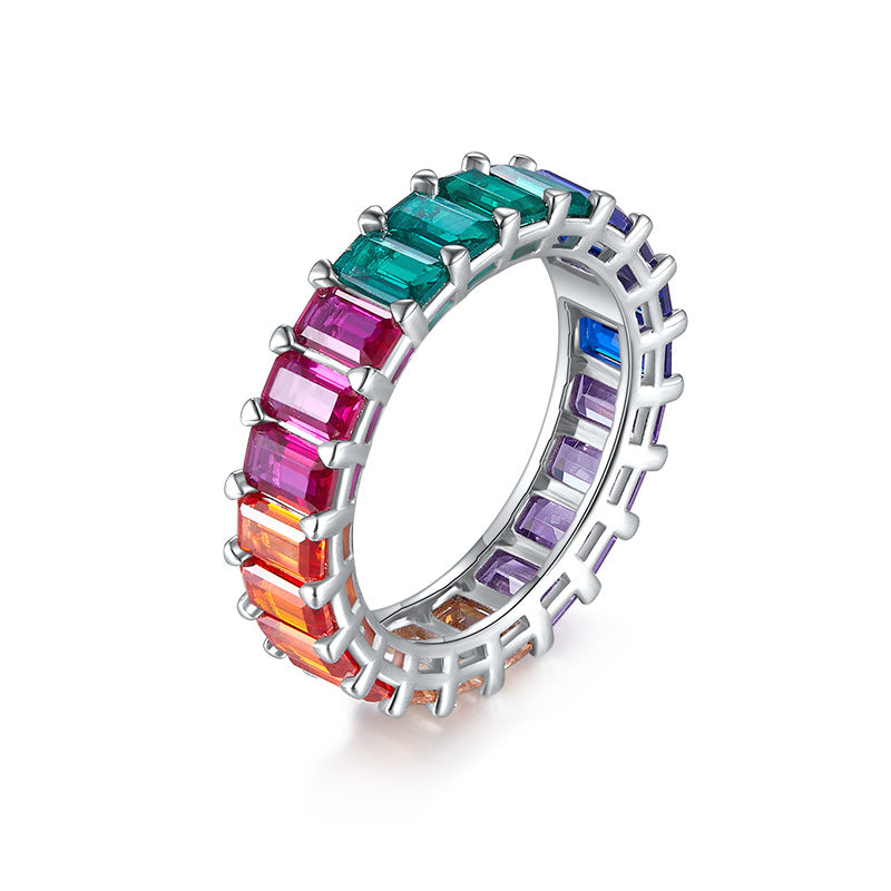“Eternal Rainbow” Full Eternity Band in 18K Gold Plated 925 Sterling Silver