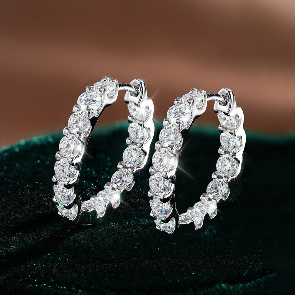 Moissanite Sterling Silver Hoops Earrings