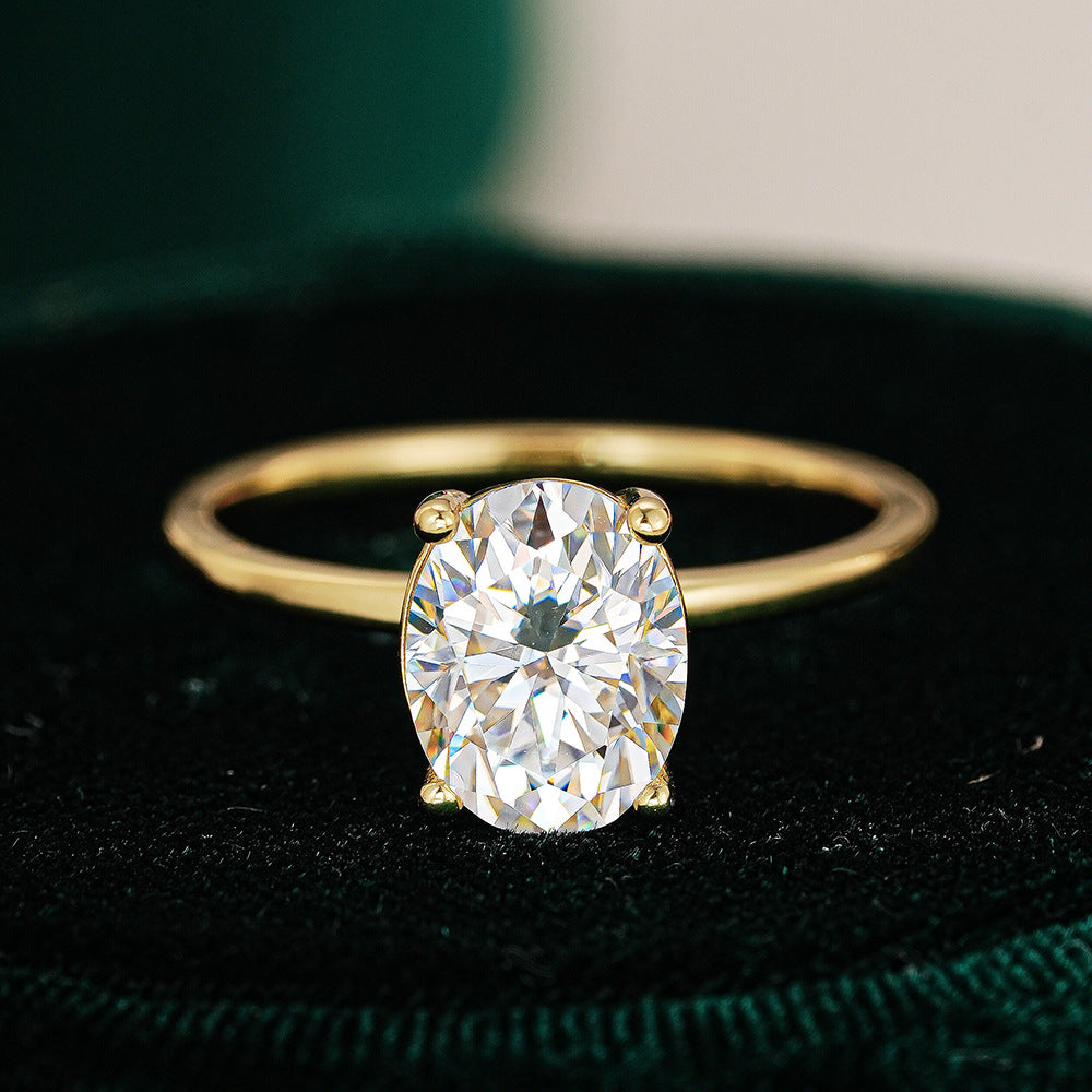 Timeless Oval Cut Sterling Silver Moissanite Engagement Ring