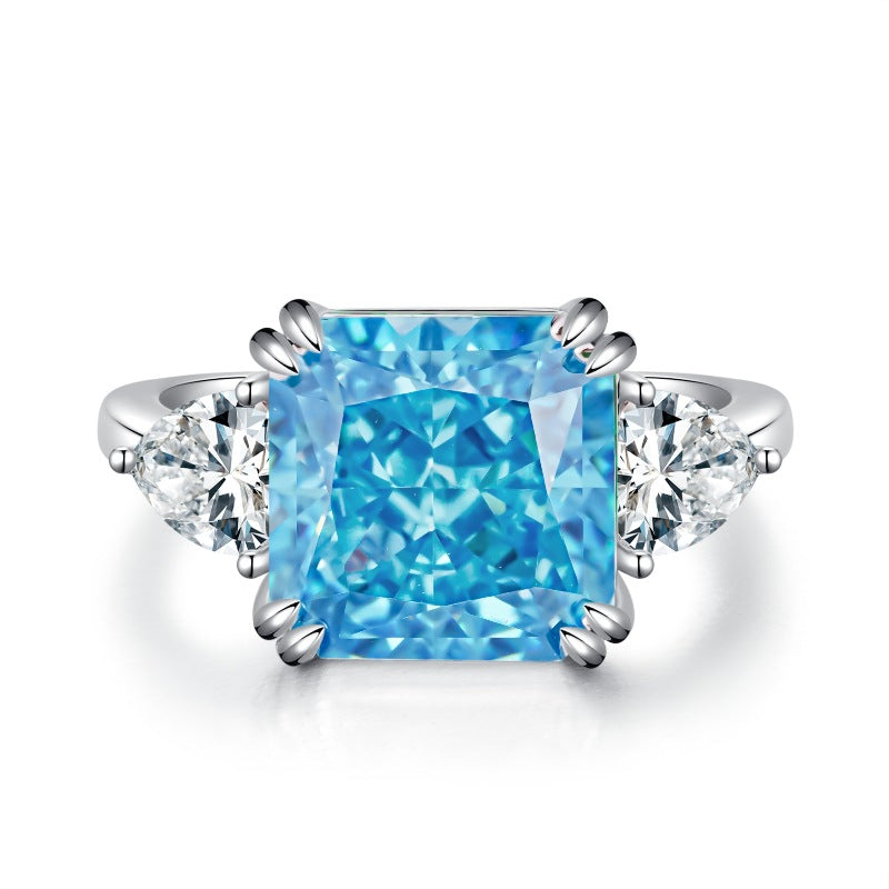 5.0ct Radiant Cut Double Prong Engagement Ring in Sterling Silver