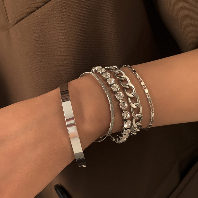 INS 5PC Stackable Chain Bracelet Set