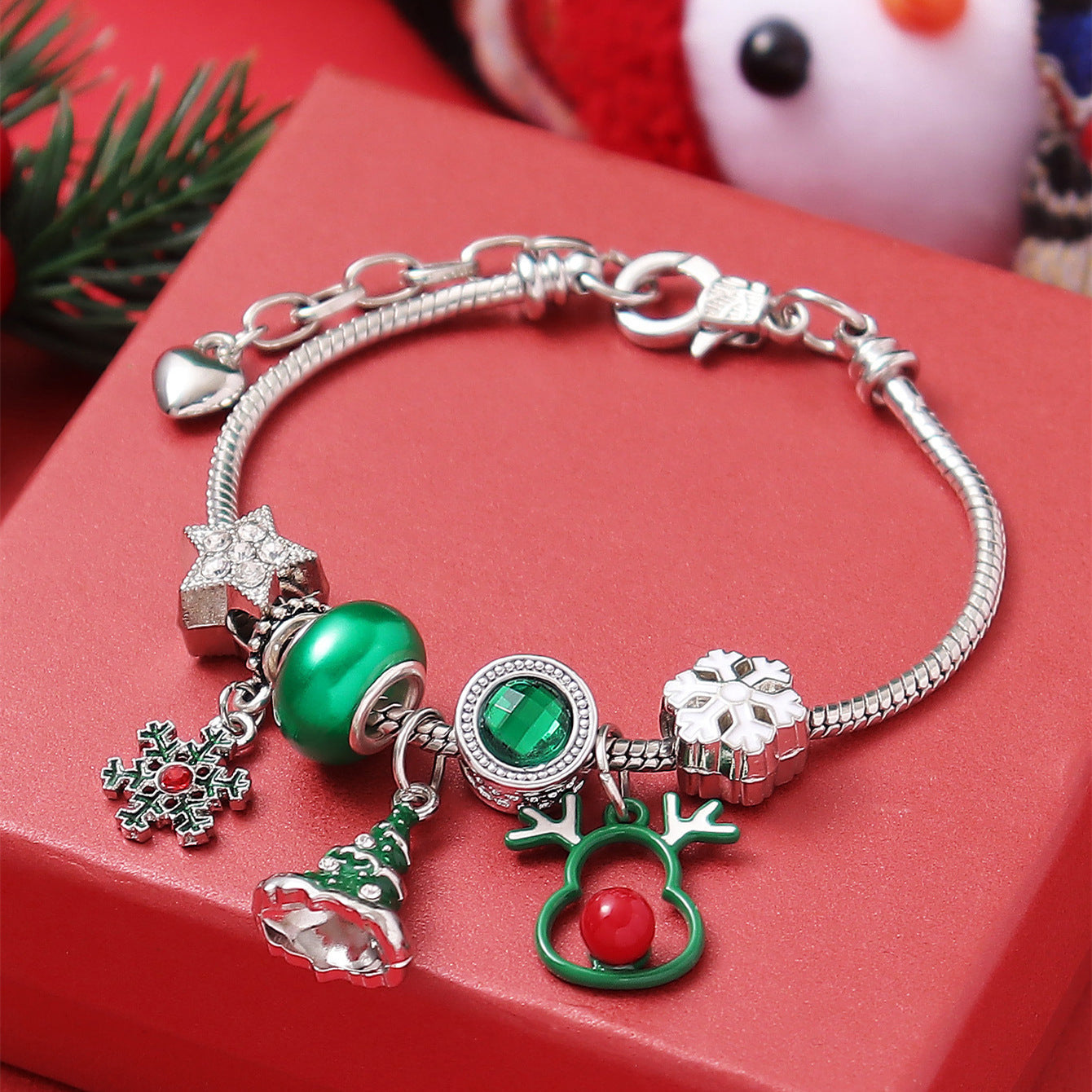 Cute Reindeer Snowflake Christmas Tree DIY Beaded Bracelet