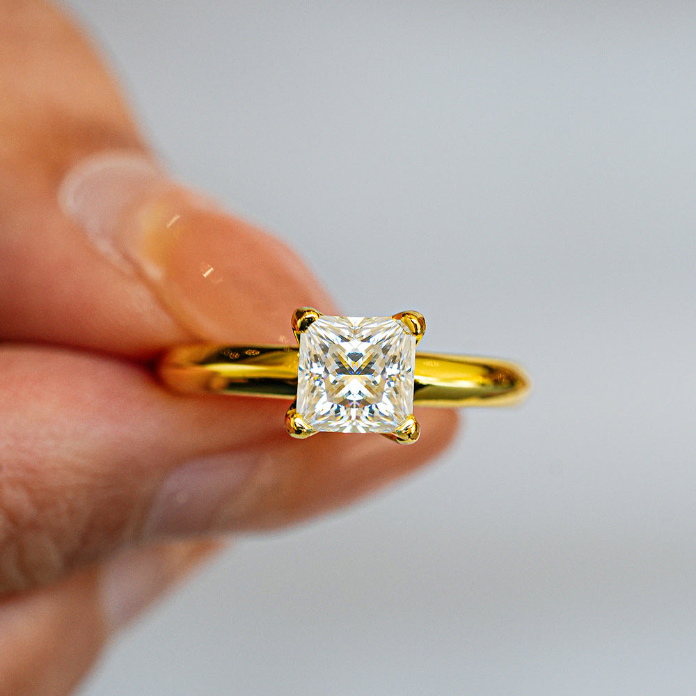 Simple 1.0ct Princess Cut Moissanite Ring
