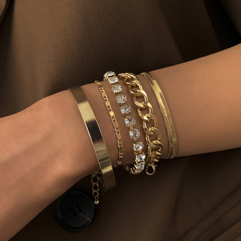 INS 5PC Stackable Chain Bracelet Set