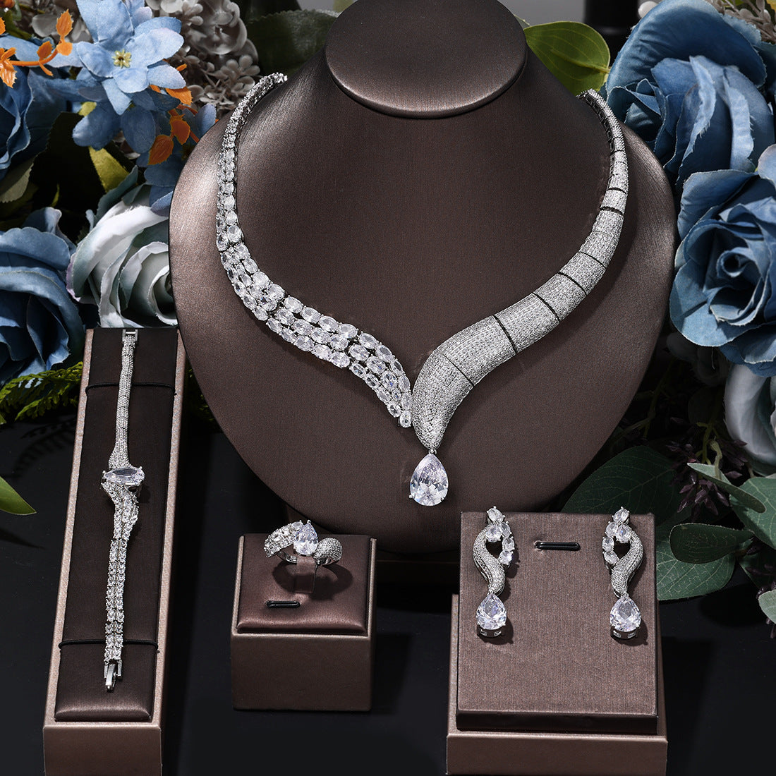 4 Pcs Jewelry Set Bridal Accessories