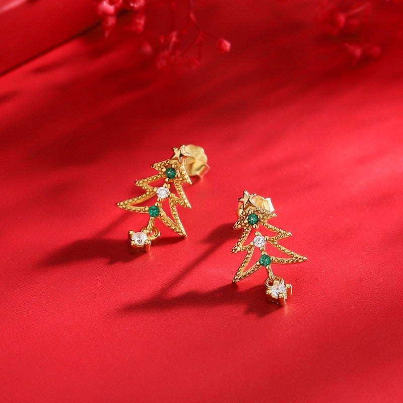 925 Sterling Silver Christmas Tree Earrings