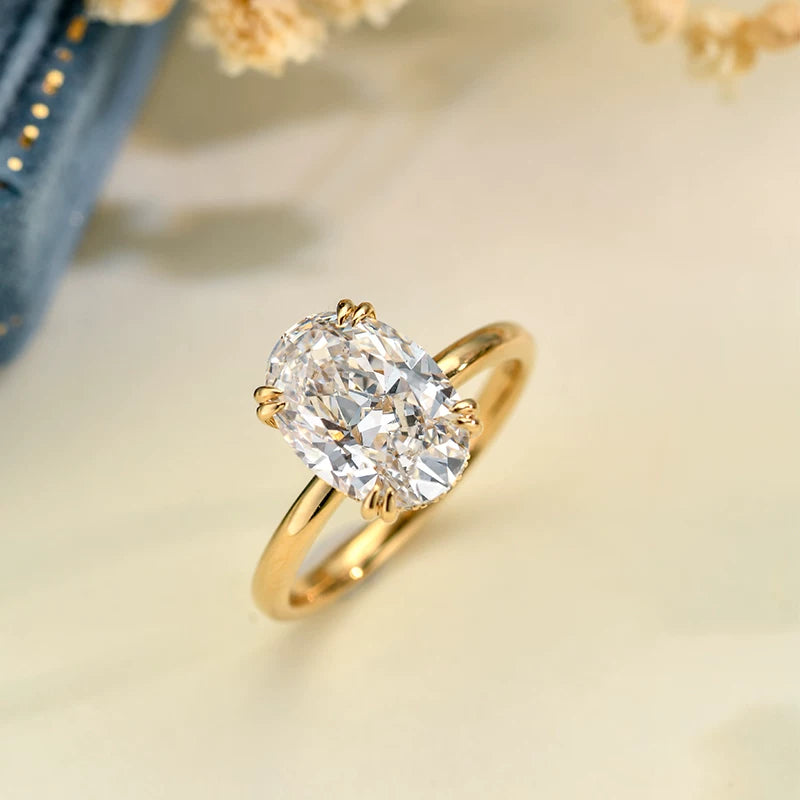 Dainty Oval Cut Sterling Silver Engagement Ring