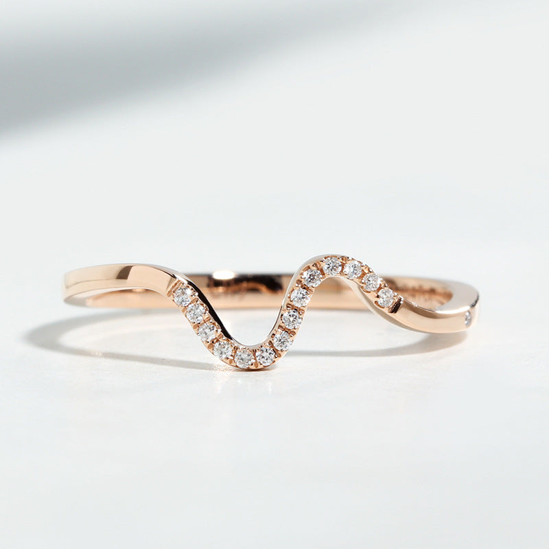 Simple Wave Design Rose Golden Tone Band