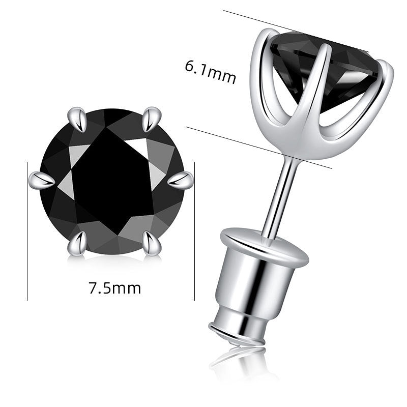 Classic Black Moissanite Stud Earrings