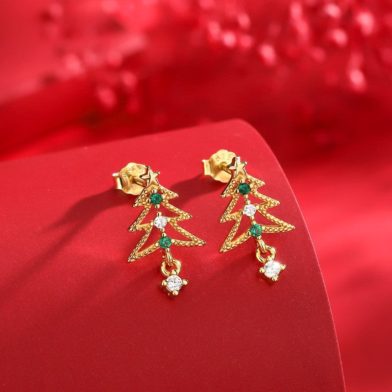 925 Sterling Silver Christmas Tree Earrings