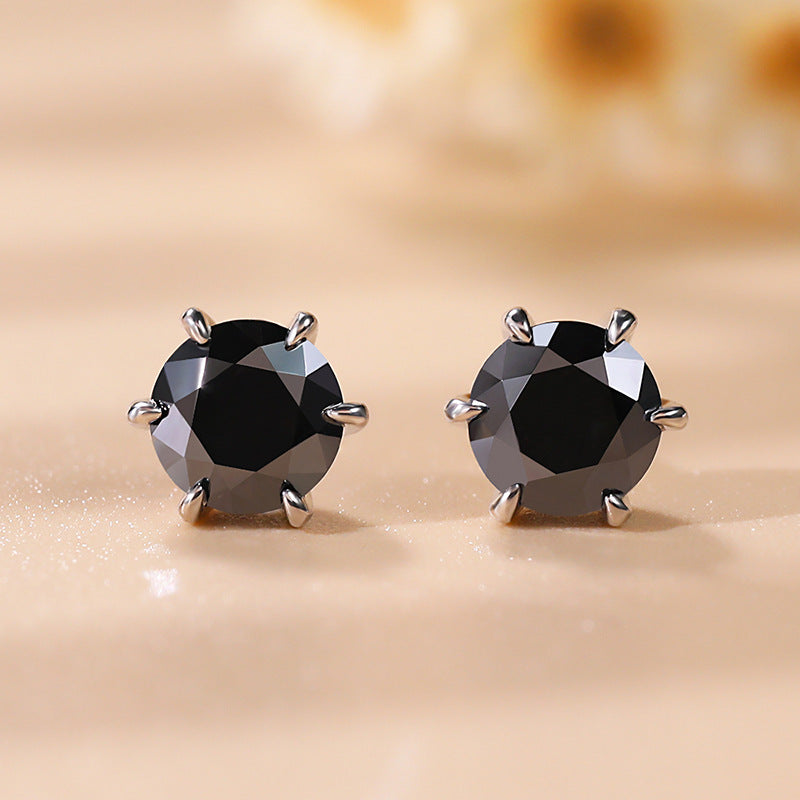 Classic Black Moissanite Stud Earrings