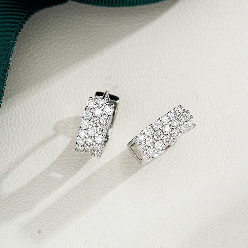 Asymmetrical Geometric Moissanite Sterling Silver Hoop Earrings