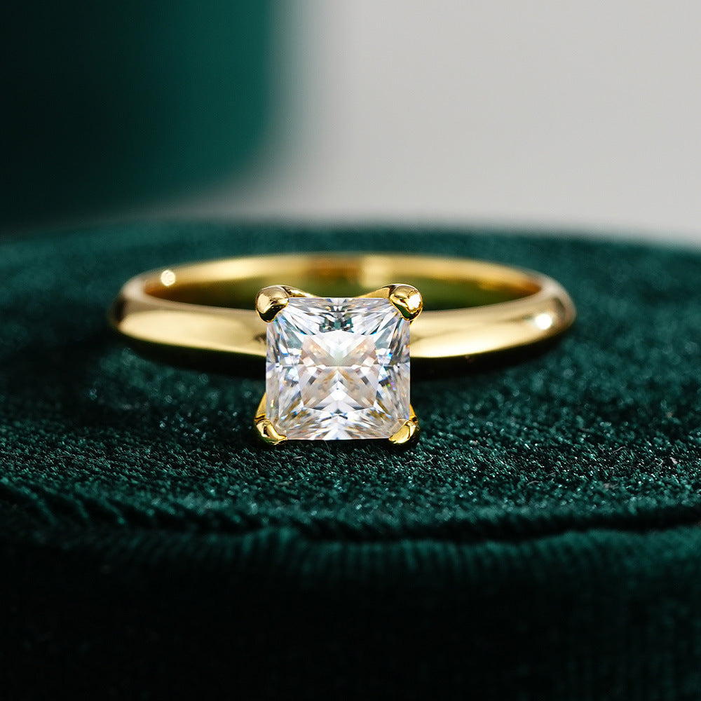 Simple 1.0ct Princess Cut Moissanite Ring