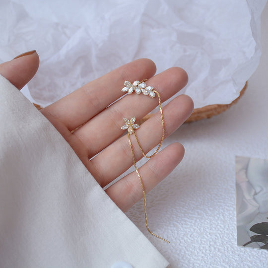 Exquisite Flower Threader Earrings