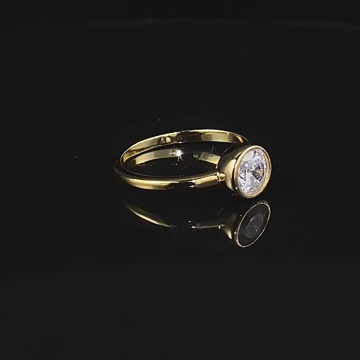 Simple Round Cut Golden Tone Ring