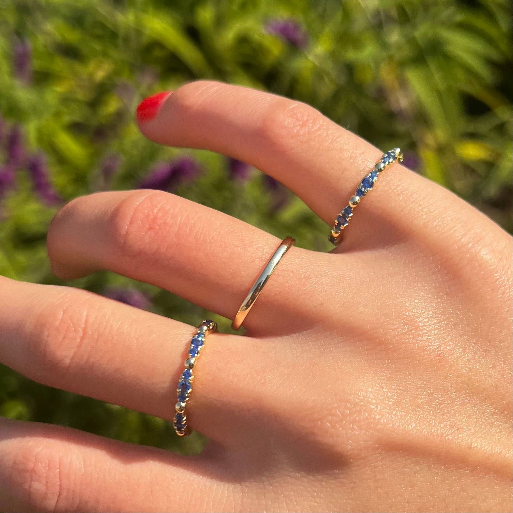 Vintage 3 Pcs Golden Tone Sterling Silver Band Set