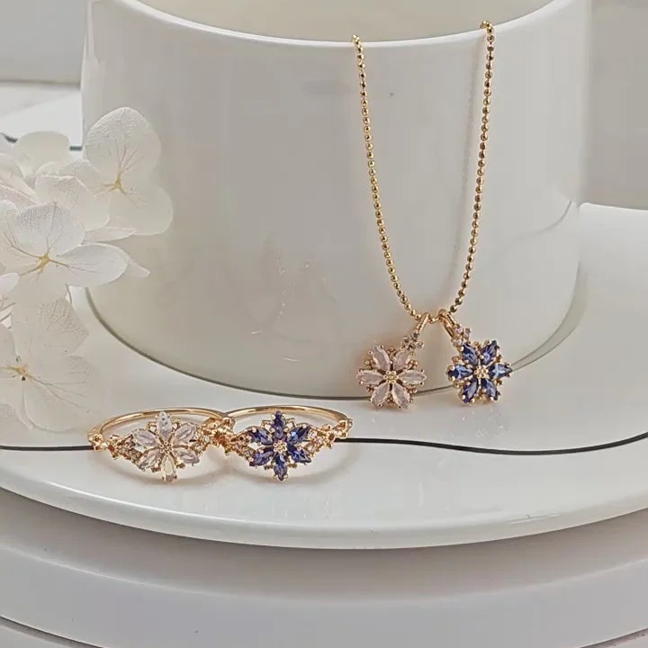 Flower Design 14K Gold Plated Ring