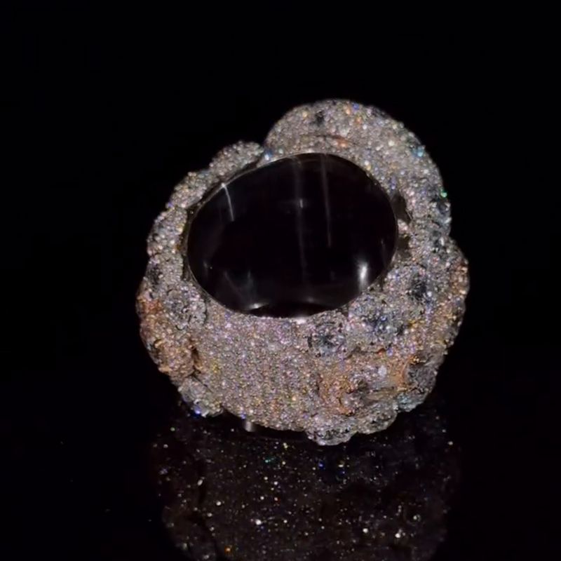 Handmade 5ct Pear Cut With 12ct Side Stones Halo Pave Set Men's Rings