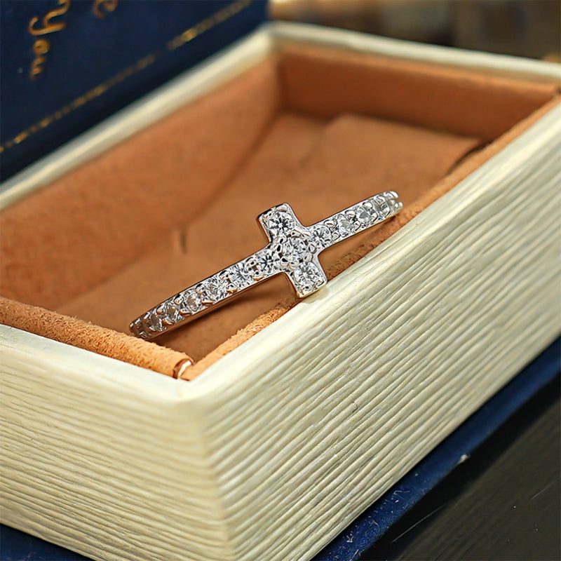 Simple Cross Design Sterling Silver Band