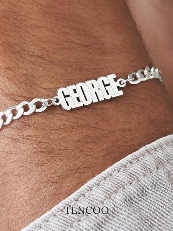 Custom Name Cuban Chain Bracelet for Men