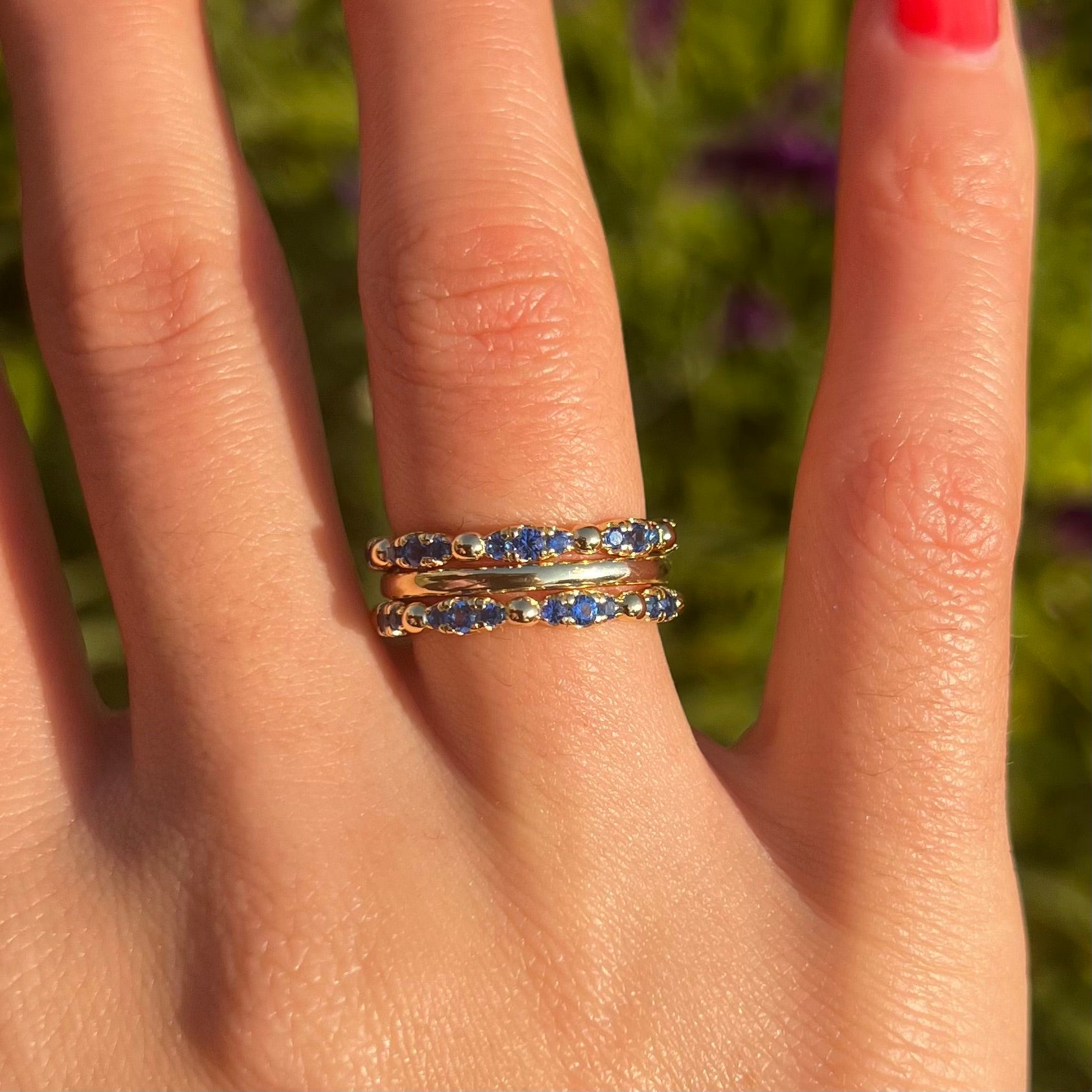 Vintage 3 Pcs Golden Tone Sterling Silver Band Set