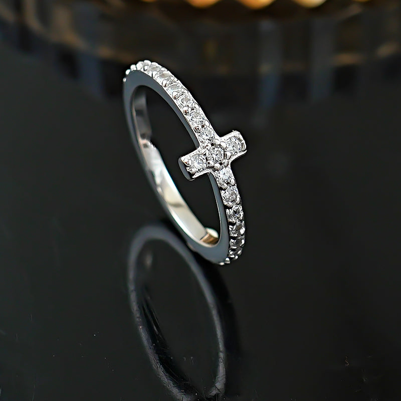 Simple Cross Design Sterling Silver Wedding Band
