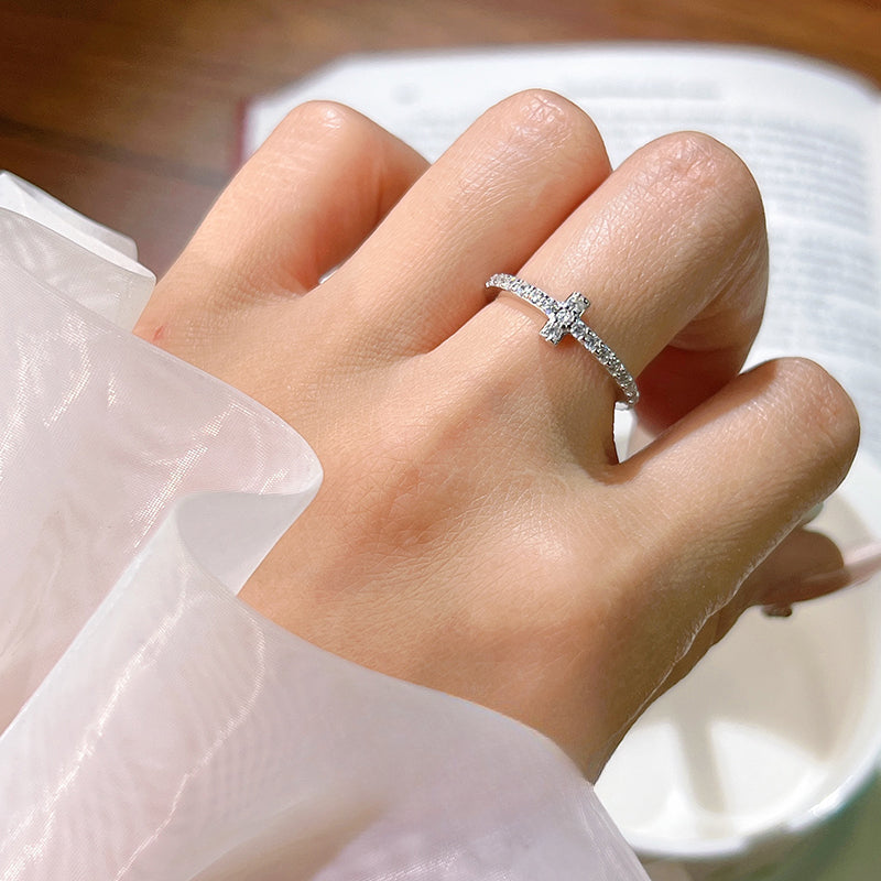 Simple Cross Design Sterling Silver Wedding Band