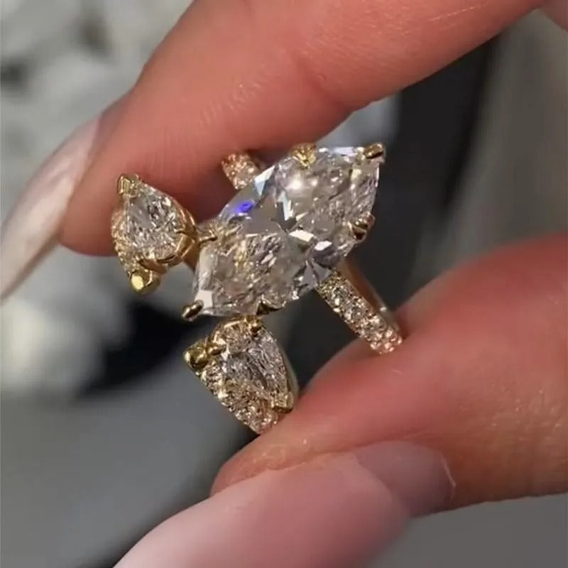 Unique 4.0Ct Marquise Cut Insert Wedding Ring Set In Sterling Silver