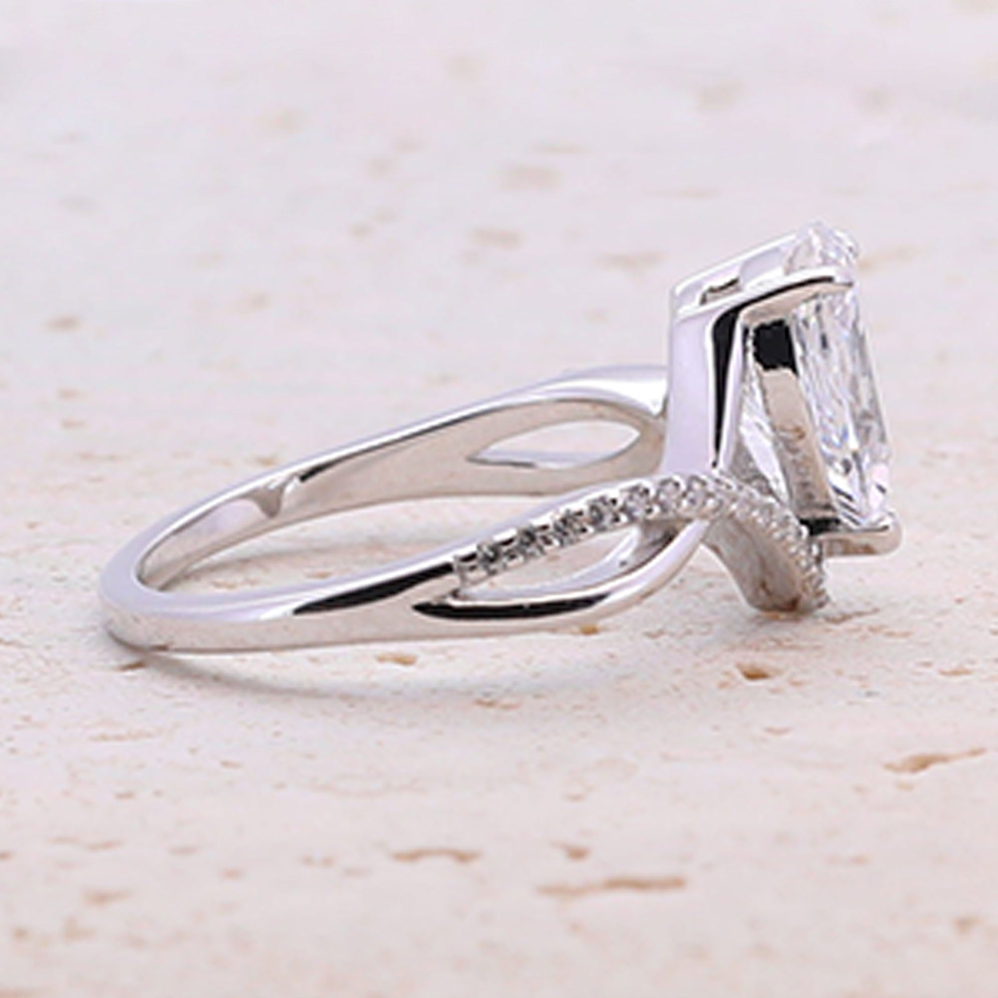 Pear Cut Twisted band Engagement Ring (Multi Color Available)