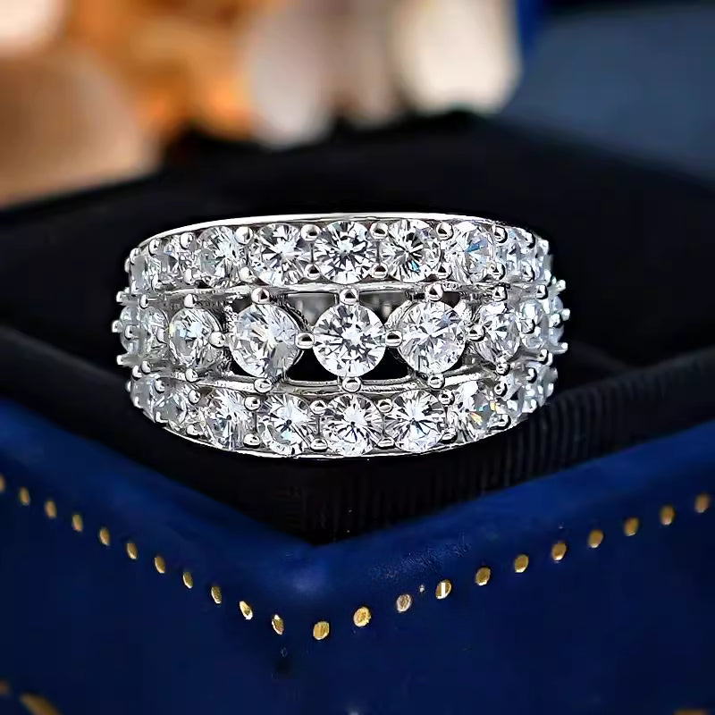 Stunning 3 Rows Sterling Silver Band