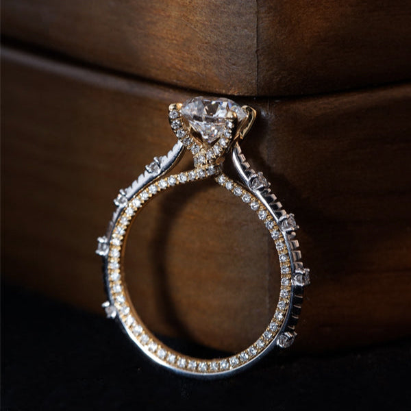 1CT Round Cut Regal Crown Pave Engagement Ring