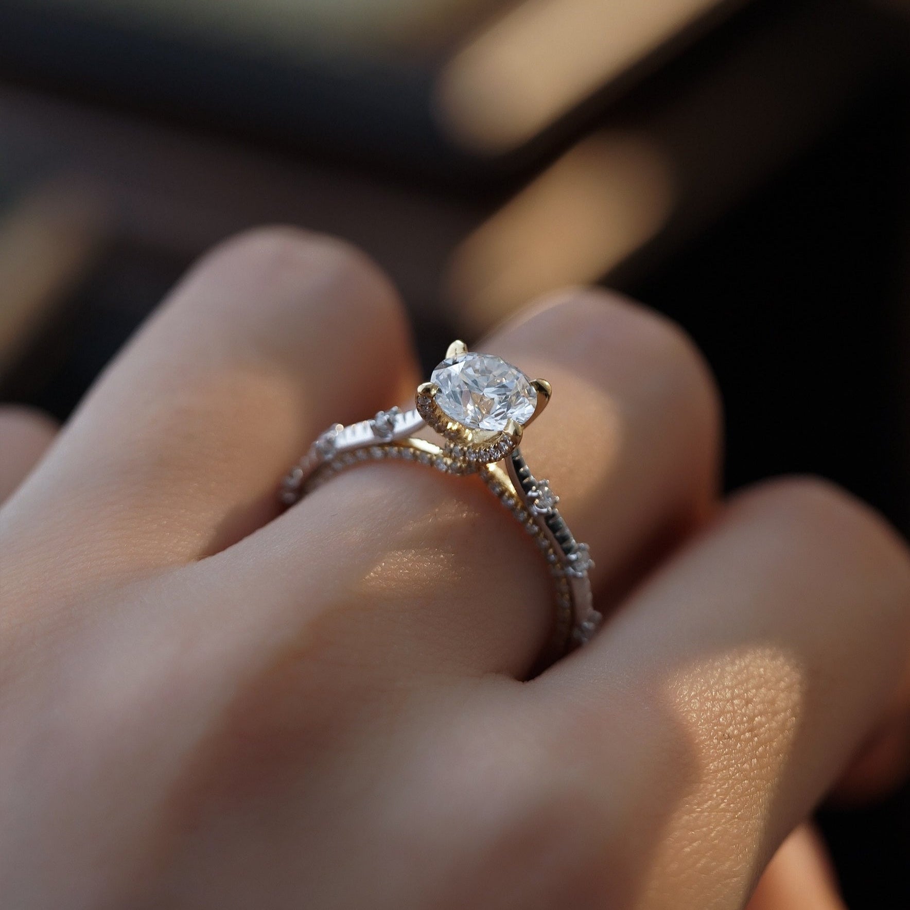 1CT Round Cut Regal Crown Pave Engagement Ring