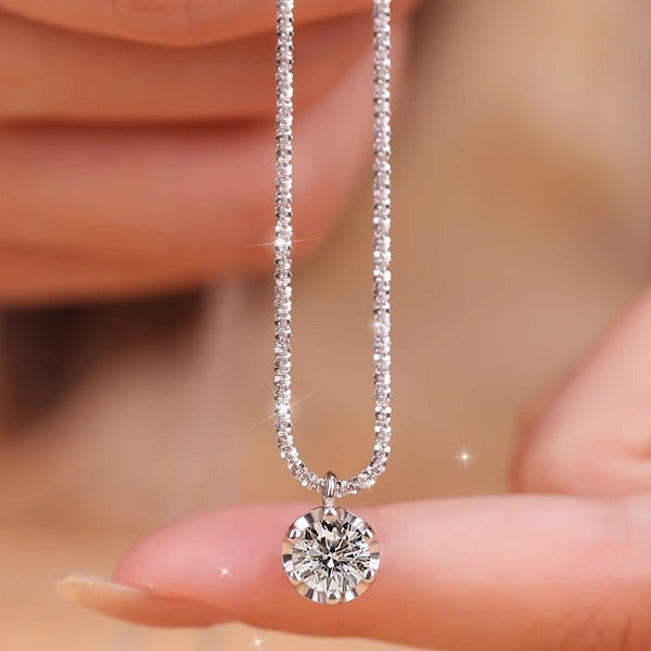 Moissanite Round Pendant Necklace