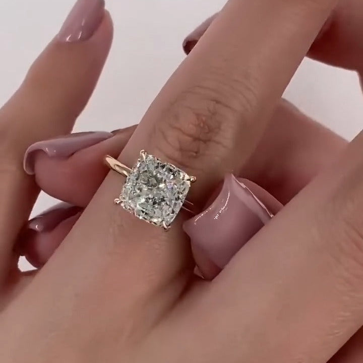 Hidden Halo Radiant Cut Engagement Ring in Sterling Silver