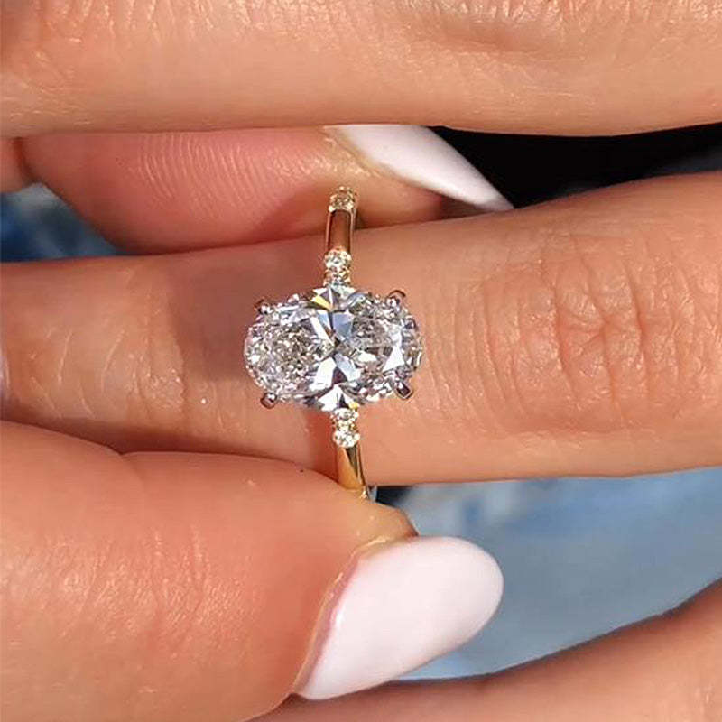 Oval Ring Thin Gold Band Carat Oval Solitaire Yellow Gold Carat