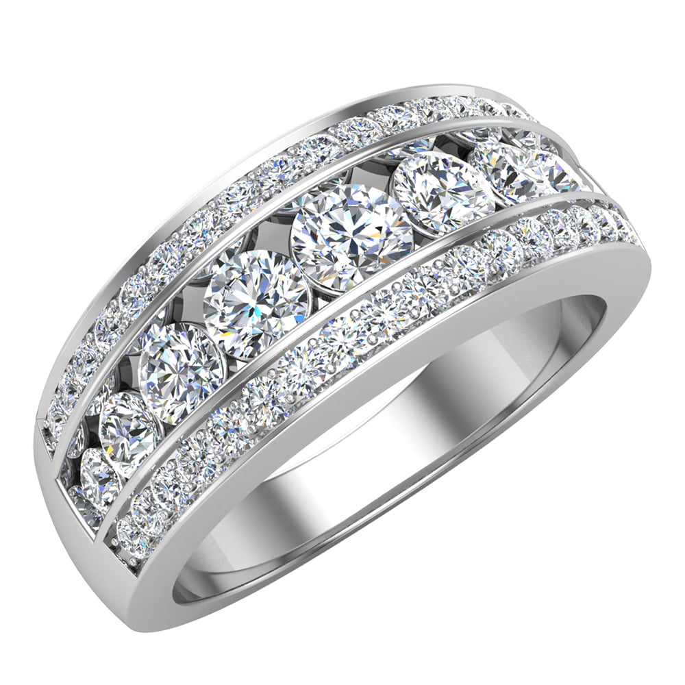 Three Row Half Eternity Band Rose Gold Wedding Band in Sterling Silver