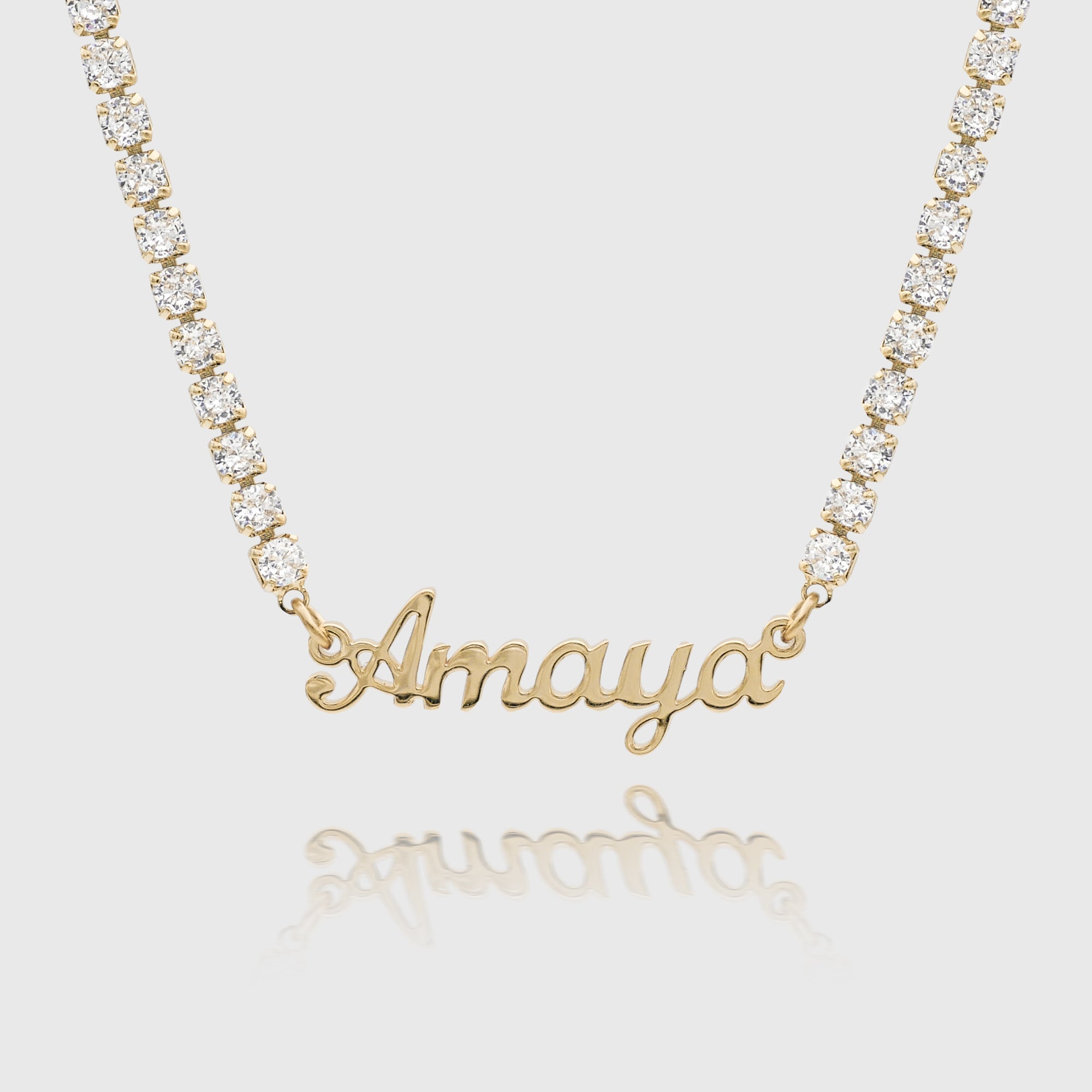 Custom Name Tennis Chain Necklace – Sterling Silver Name Pendant