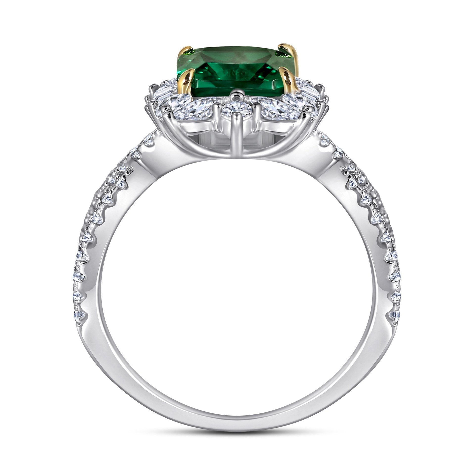 Split Princess Cut Sterling Silver Engagement Ring