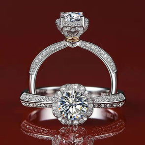 Luxury "Frozen Queen" Moissanite Engagement Ring In Sterling Silver