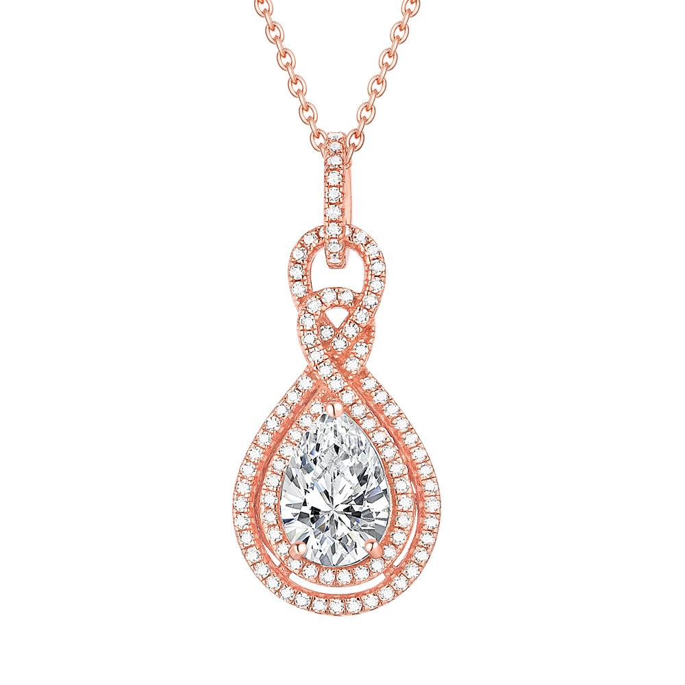 Halo Pear Cut Infinity Pendant Necklace