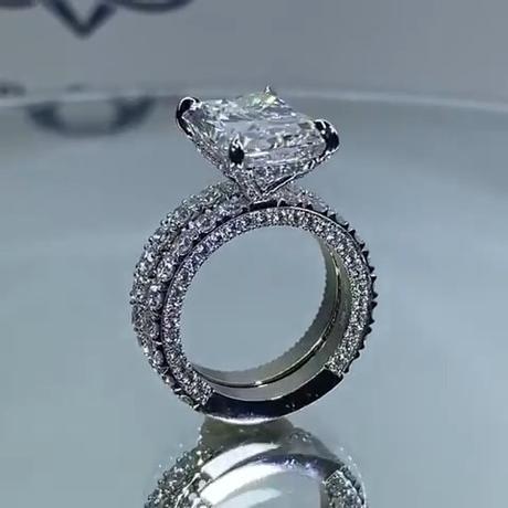 6.0ct Radiant Cut Half Eternity Bridal Set