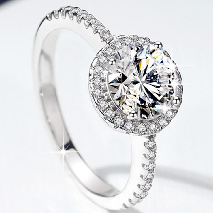 Luxury 1.2 Carat D Round Cut Color Moissanite Sterling Silver Ring-Only size 7 Available
