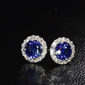 Vintage Blue Halo Sterling Silver Earrings