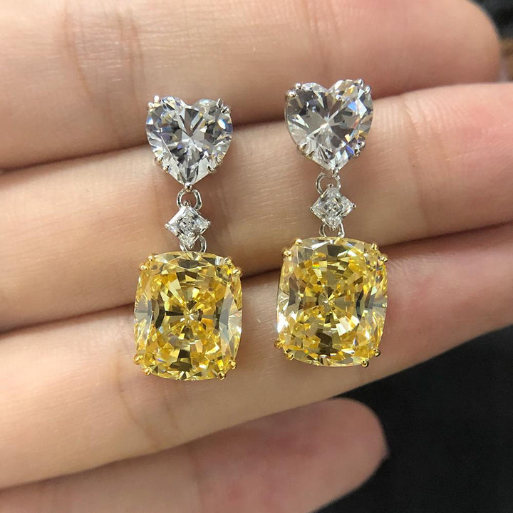 Fancy Yellow Cushion Cut Drop Earrings – Shine of Diamond